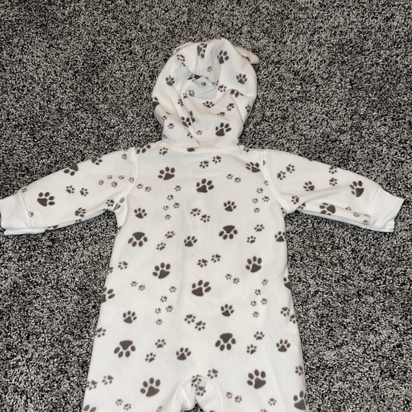 Carters 3 months Fleece Hooded Zip Up Footless Romper Paw Prints - Picture 5 of 7